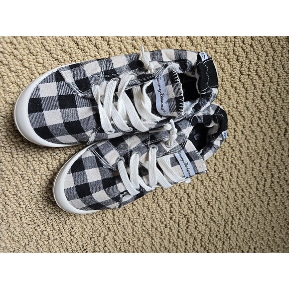 Tommy Bahama Womens Size 7 Canvas Memory Foam Casual Shoe Black Cream Preloved - Picture 11 of 16